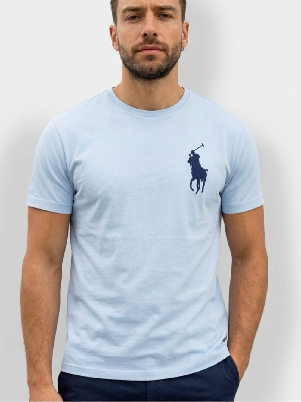 Polo 🏇 Ralph Lauren 💯 Cotton Big Pony T-Shirt Light Blue Men’s Small